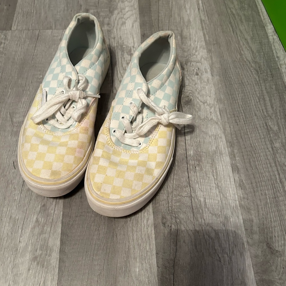 Pastel rainbow checker vans girls size 4